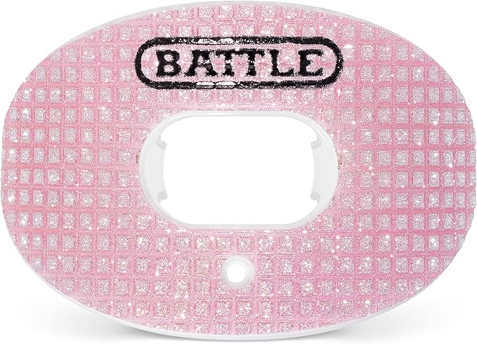 Battle Sports 3D Diamond Oxygen Football Mouthguard - Superior Airflow & Better Performance, Maximum Protection & Breathability Football Mouthpiece, Works with Braces - Rose