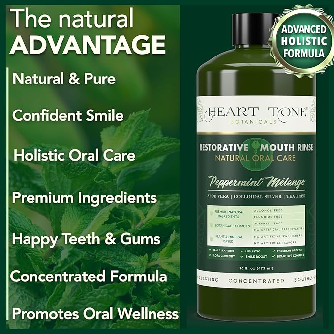 Nano Silver Mouthwash | All Natural | Adult Restorative Mouth Rinse | Aloe Vera, Colloidal Silver, & Tea Tree | Complete Oral Care & Fresh Breath | Fluoride, GMO, & Alcohol Free