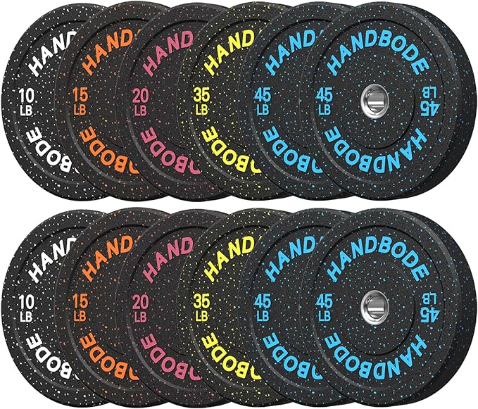 2-Inch Bumper Plates High Bounce, Olympic Weight Plate Set 45/100/160/190/260/300lb, Barbell Weight Plates Set for Home Gym, Colored Weights Rubber Strength Training Plate for Weight Lifting