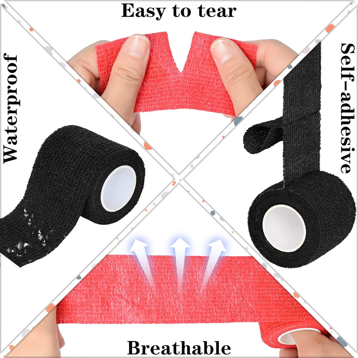 8 Rolls Cohesive Bandage 2” x 5 Yards Self Adherent Bandage Wrap Breathable Vet Tape Elastic Adhesive Bandage for Sports, Wrist, Ankle, Tattoo Wraps(Rainbow Colors)