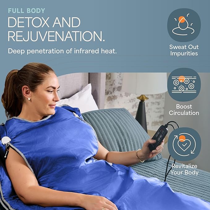 Lifepro BioRemedy Infrared Sauna Blanket – Available in 5 Colors – Portable Far Infrared Home Sauna Bag for Detox, Tension, and Relaxation – Adjustable Temp (86–158°F) & Timer – Includes Detox Wraps