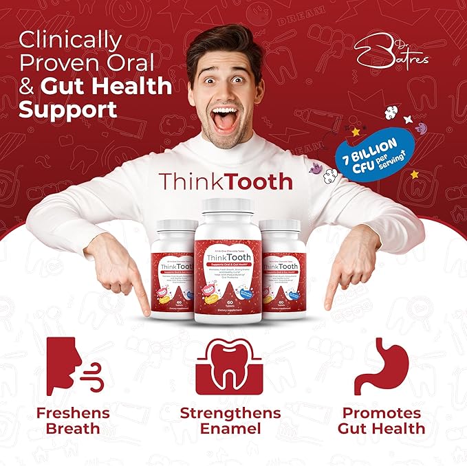 60 Chewable Tablets, Oral Probiotics for Mouth Bad Breath Treatment for Adults, 5 Strains 7 Billion CFU, Doctor Formulated Oral Probiotics for Teeth & Gums, Fresh Breath, Chronic Halitosis