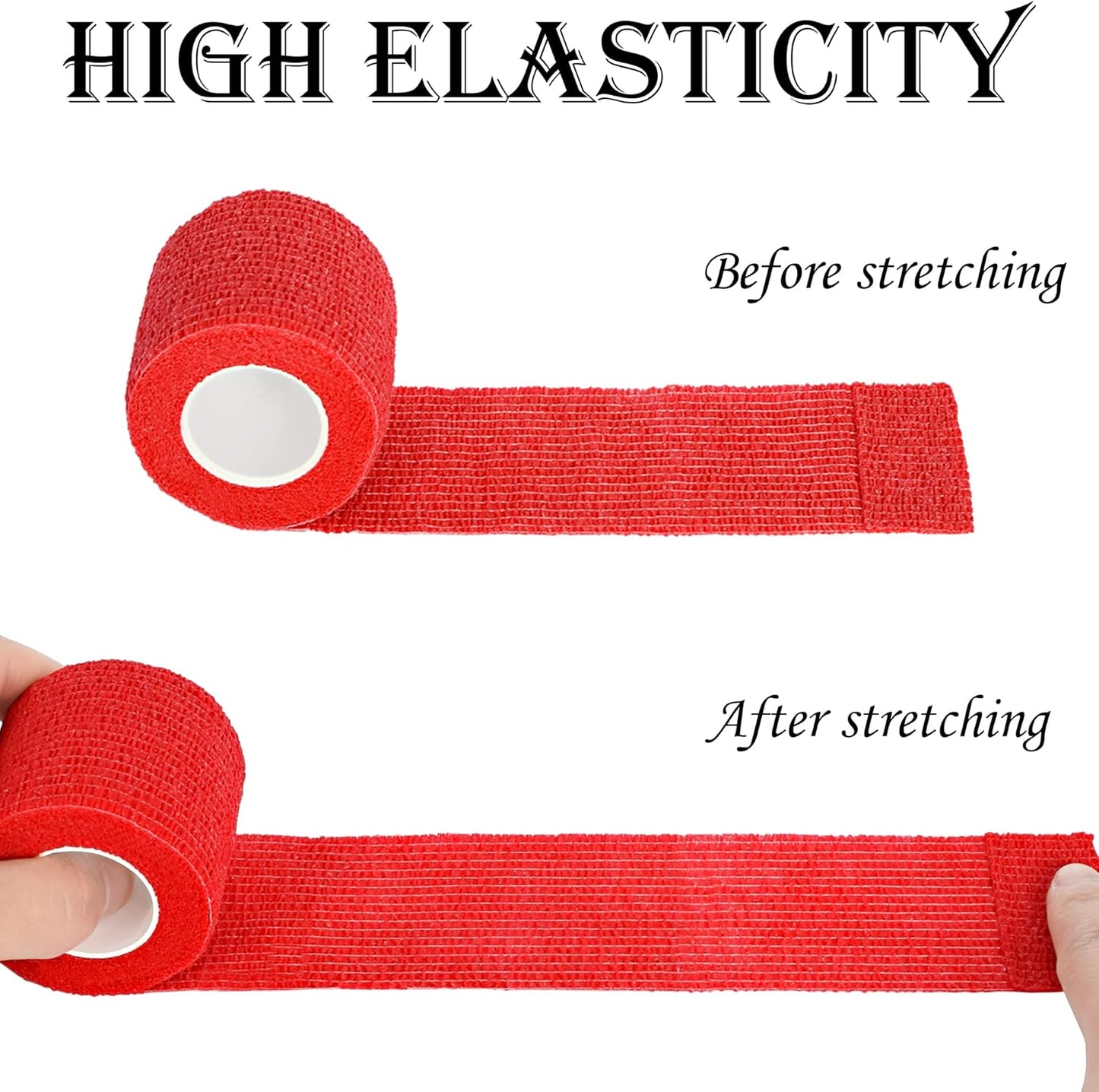 8 Rolls Cohesive Bandage 2” x 5 Yards Self Adherent Bandage Wrap Breathable Vet Tape Elastic Adhesive Bandage for Sports, Wrist, Ankle, Tattoo Wraps(Red)