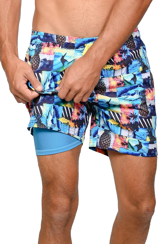 INGEAR Men's Athletic Stretch Workout Shorts Gym Quick Dry Running Trunks Boxer Lining