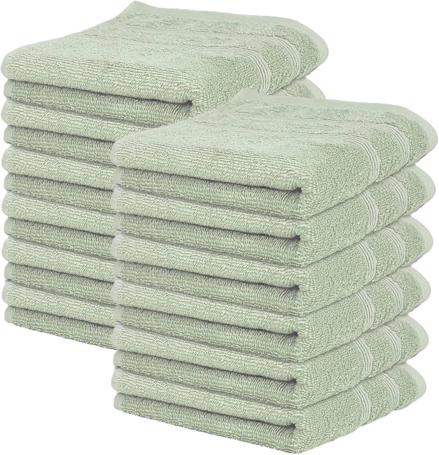 Kaufman - Premium Hand Towels Set for Bathroom, Spa, Gym, and Face Towel 100% Cotton Ring Spun, Ultra Soft Feel and Highly Absorbent Towels (12, SAGE Green)