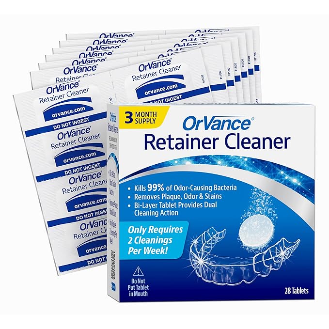 OrVance Retainer Cleaner Tablets (3 Month Supply) | Only 2 Cleanings Per Week Required | Removes Odors, Stains, Plaque for Invisalign, Mouth/Night Guards, and Removable Orthodontic Appliances