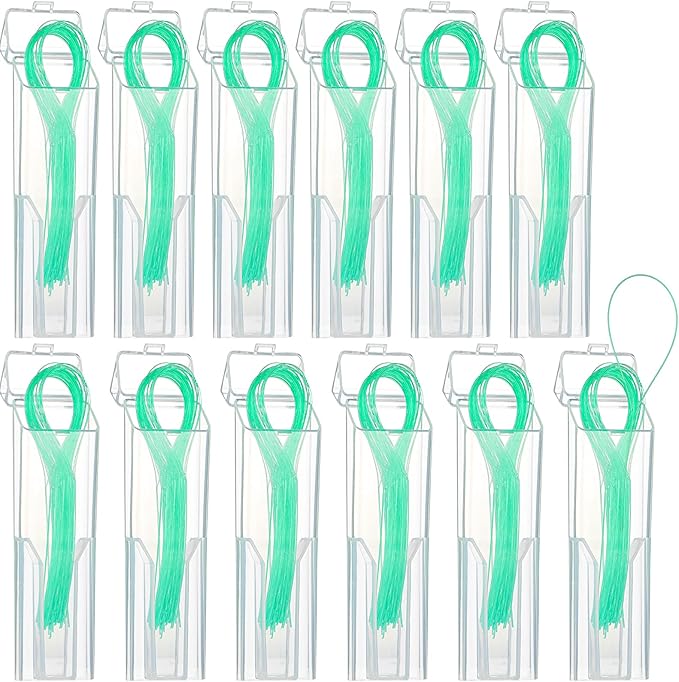 Vesici 600 Pcs Dental Floss Threader for Bridges, Braces, and Implants Dental Threader, Multifunctional Nylon Loop Design for Your Teeth, Pack of 12(Green)