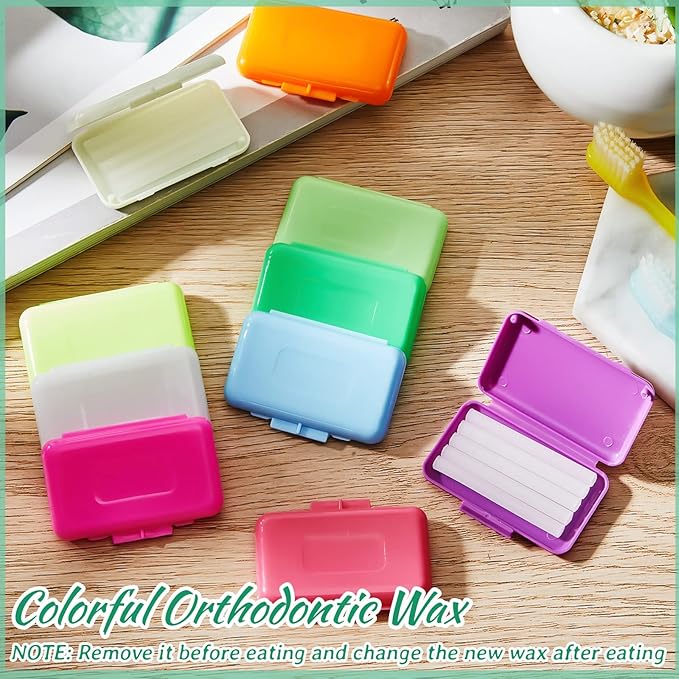 Tondiamo 40 Pack Clear Braces Wax for Teeth Dental Wearer Orthodontic Tooth Wax for Braces and Oral Appliances with Colorful Storage Case and Smell(Mixed Flavors)