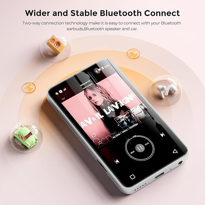Innioasis MP3 Player with Bluetooth and WiFi, 160GB MP3 Player with Spotify for Kids, 4" Touch Screen Android MP3 MP4 Player with Pandora,Amazon Music,Audible,Libby,Audiobooks(White)
