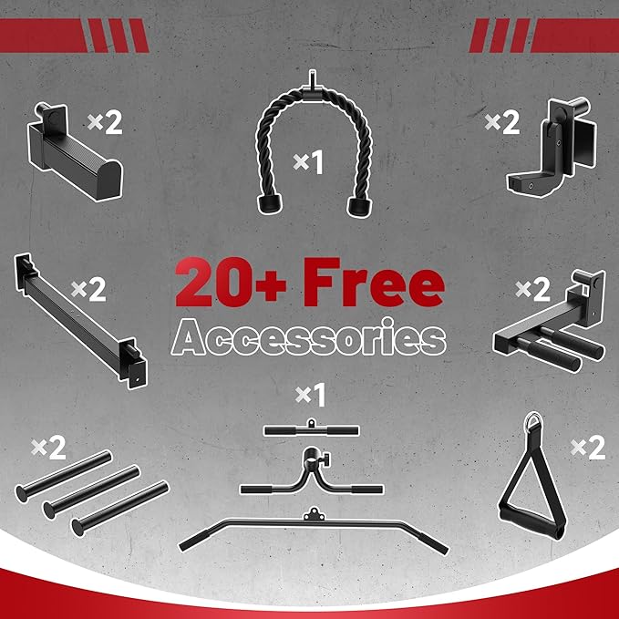 ARMAC Power Cage,1500lbs Multi-Function Power Rack with Adjustable Cable Crossover System and More Training Attachment, Weight Cage for Home Gym