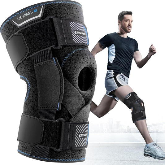 LETSHAKE Hinged Knee Brace for Men Women Adjustable Knee Support with Side Stabilizers for Knee Pain Relief, Meniscus Tear, Arthritis Pain and Support Plus Size ACL Knee Braces