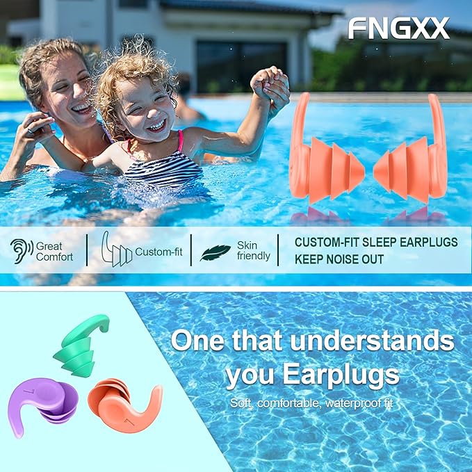 Kids Swimming Ear Plugs,3 Pairs Waterproof Reusable Silicone Child Swim Earplugs for Swimming Surfing Bathing Showering,Small Children Water Ear Plugs Suitable for Boys and Girls (Kids 4-12 Years Old)