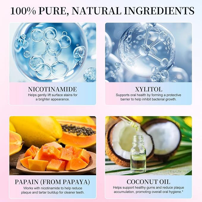 Niacinamide Whitening Toothpaste – Intensive Triple Whitening Toothpaste for Deep Stain Removal, Fresh Breath, Natural Mint & Peach Flavor, Gentle Formula Improves Gum Health, 3.5oz