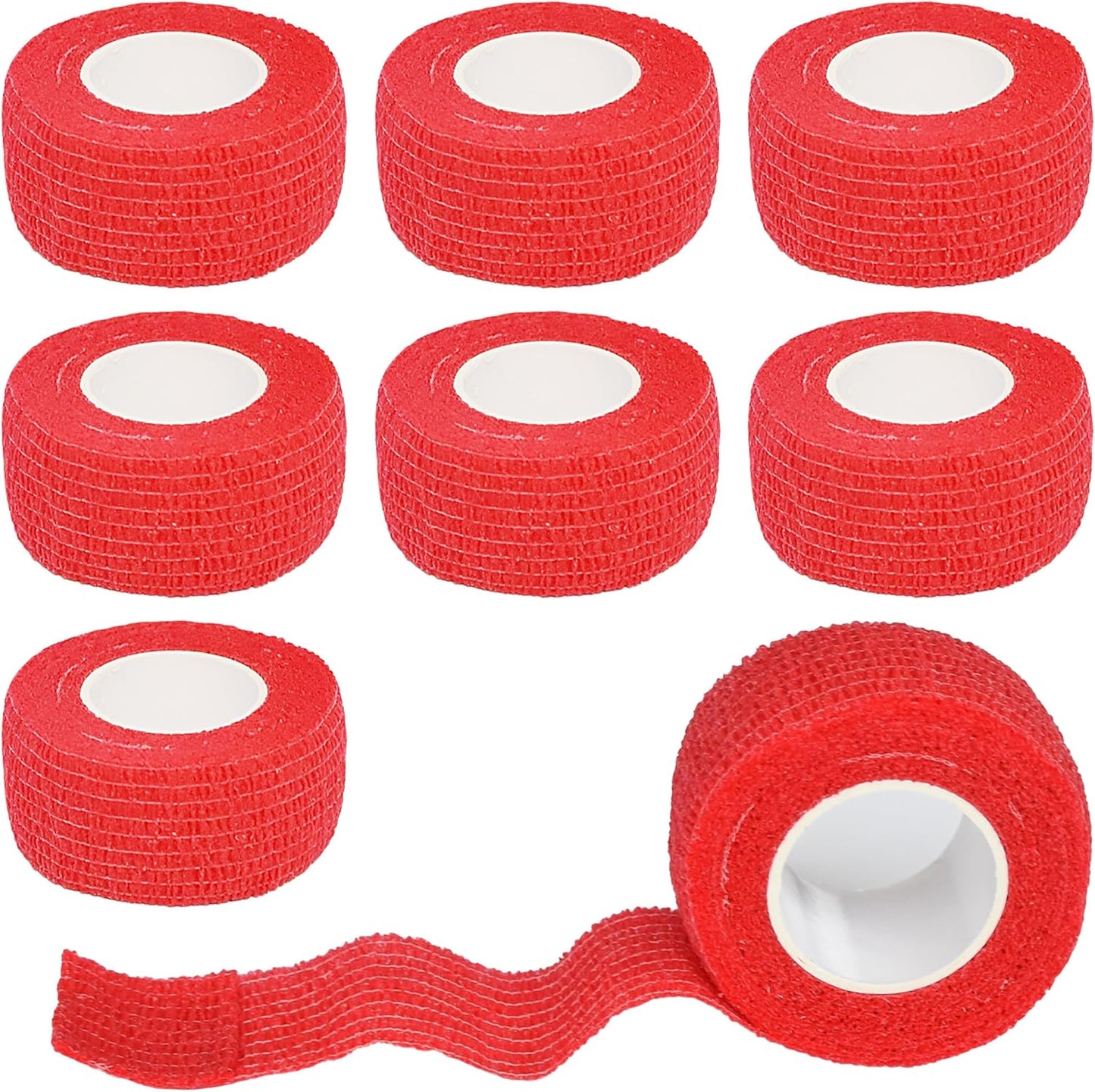 8 Pack 1 in x 5 Yards Cohesive Wrap Self Adhesive Bandage Wrap Elastic Self Adherent Wrap Self Stick Vet Tape for Athletic, Wrist, Ankle, Knees, Pets (Red)
