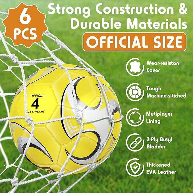 6 Pcs Operation Christmas Soccer Ball Bulk with Pump Needles, Size 3 4 5 Deflated Soccer Ball Gift for Youth Adult Game Training Practice Christian Charity Donation Supplies