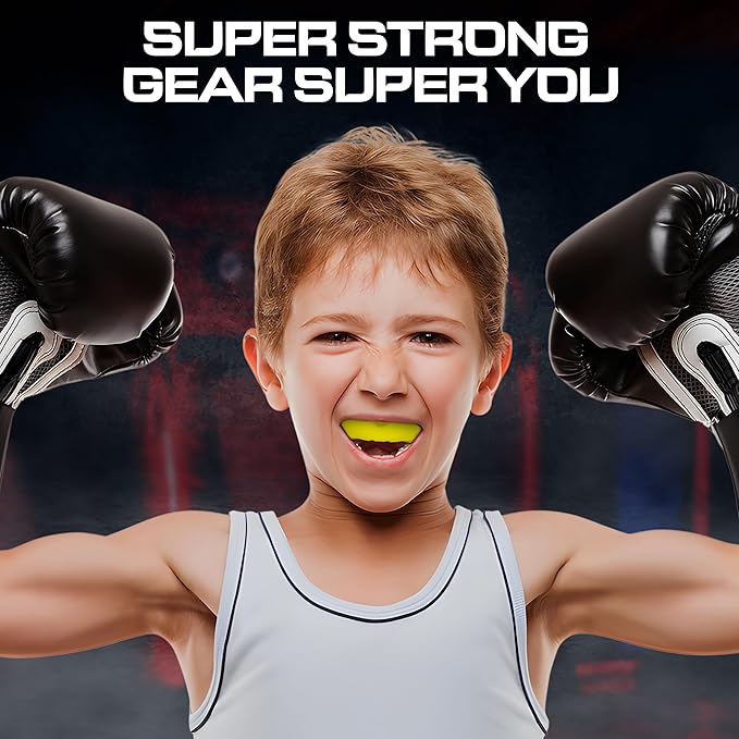 Sports Mouth Guard for Kids,Youth,Boys,Girls,Child Teen Mouthguard with Case (BPA Free) for Boxing, Martial Arts,MMA Karate,Lacrosse,Football,Soccer and All Contact Sports (Yellow)
