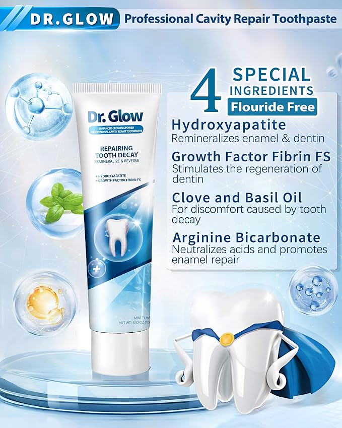 Adult Cavity Repair Toothpaste, Cavity Reversing Hydroxyapatite Toothpaste, Cavity Filler for Tooth Remineralization, Tooth Decay Treatment Repair, Enamel Repair Cavity Remover, Fluoride Free