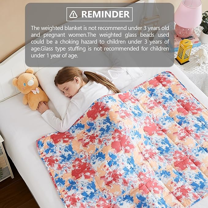 L'AGRATY Weighted Blanket - 40"x60" 7lbs Cooling Breathable Weighted Blanket Microfiber Material with Glass Beads