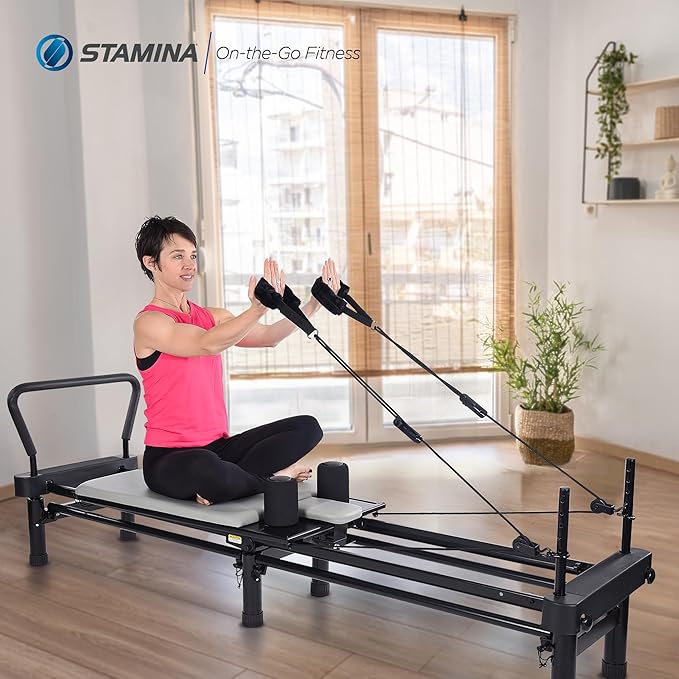 AeroPilates Reformer Home Workout Equipment, Pilates Machine w/Resistance