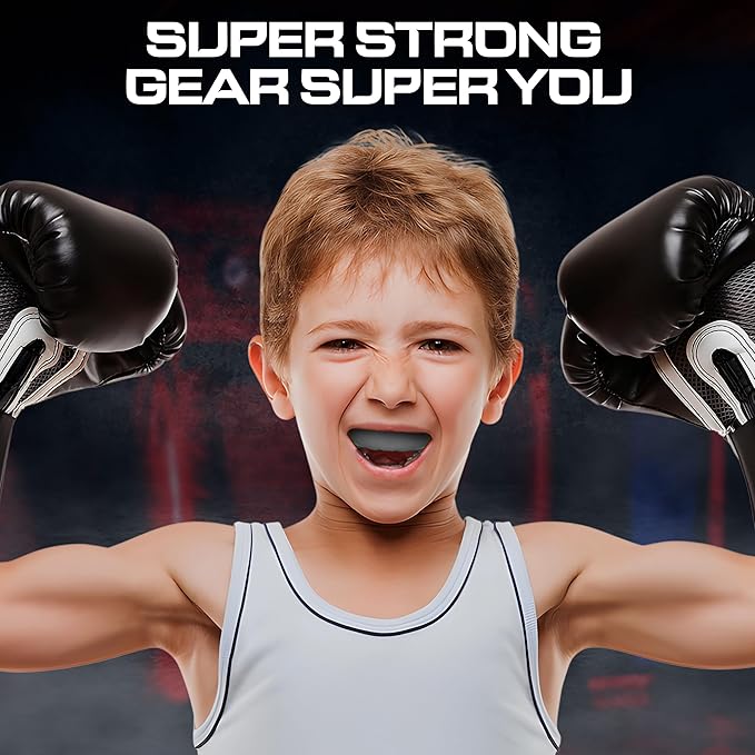 Sports Mouth Guard for Kids,Youth,Boys,Girls,Child Teen Mouthguard with Case (BPA Free) for Boxing, Martial Arts,MMA Karate,Lacrosse,Football,Soccer and All Contact Sports (Silver)