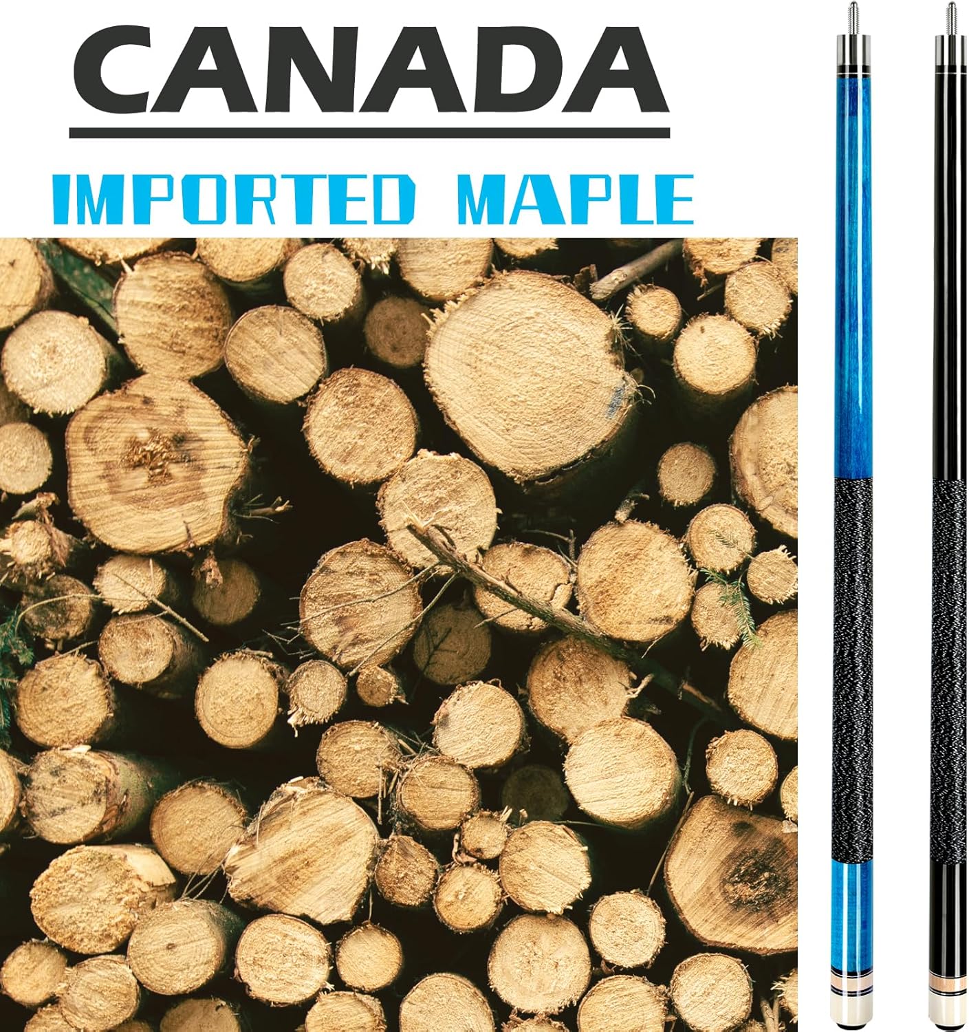 AKLOT Pool Cues,Set of 4 Pool 58" Cue Sticks Canadian Maple Wood Cue Stick for Professional Billiard Players 18 19 20 21 oz