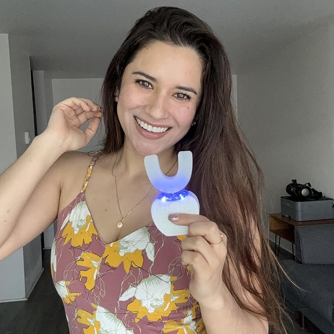 Sani White Ultrasonic Toothbrush, Ortho Sparkle Sonic Glow Brush, 360 Brite Toothbrush Adult U Shaped Tooth Cleaner Teeth Whitening Light Electric Automatic Hands Free