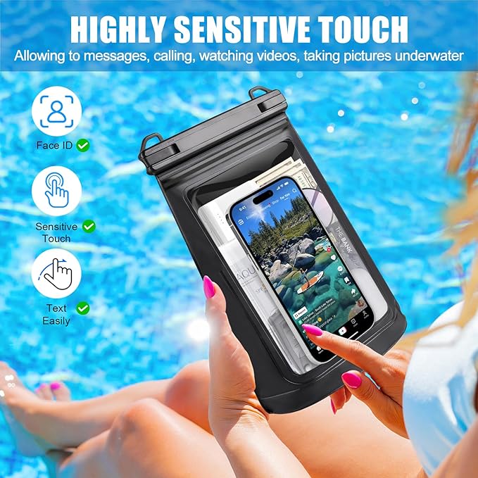 2L Large Waterproof Phone Pouch - [Oversized] [Floating] Waterproof Pouch for iPhone Galaxy Google and More, IPX8 Waterproof Dry Bag for Beach Vacation Belongings