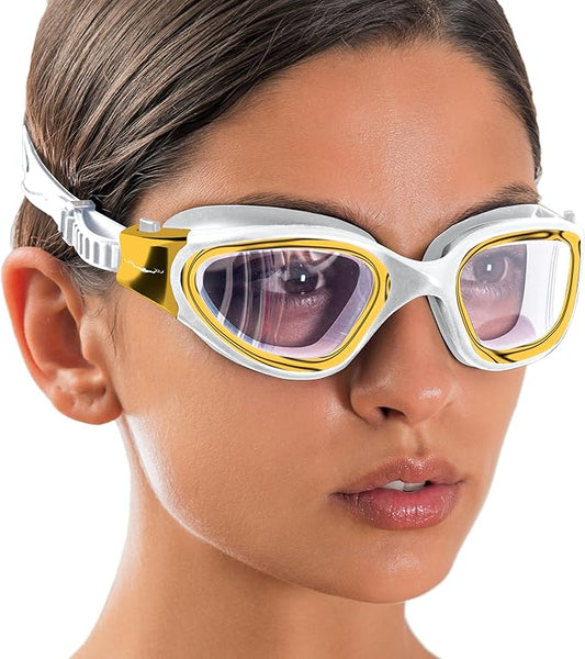 AqtivAqua Swimming Goggles, DX Wide View Swim Goggles for Adult Men Women, Anti Fog No Leaking