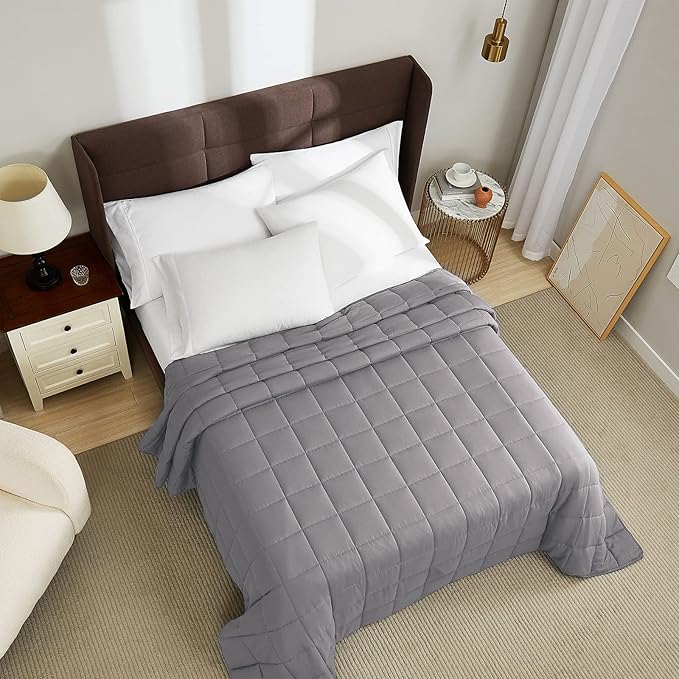 L'AGRATY Weighted Blanket - 80"x87" 20lbs Cooling Breathable Heavy Blanket Microfiber Material with Glass Beads for Adult All-Season Summer Fall Winter Soft Thick Comfort