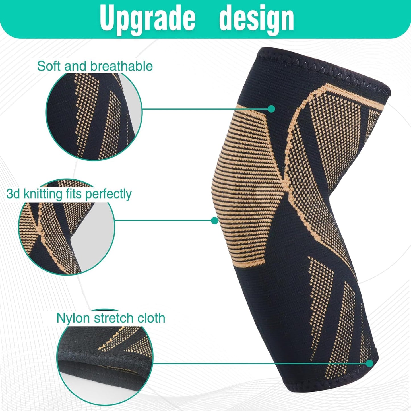 Arm Supports Sleeve,Elbow Compression Sleeve (2 Pair)，Tennis Elbow Braces for Tendonitis and Tennis Elbow，Arm Supports Sleeves golfer，tennis elbow relief for women & men,elbow sleeve for weightlifting