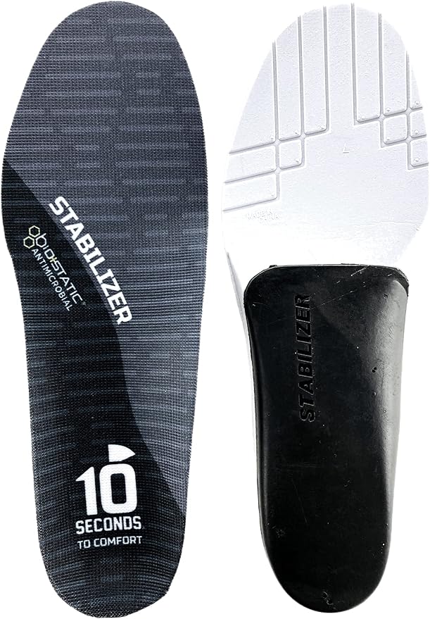 10 Seconds Stabilizer Insole, Medium Corrective Arch, Soft Support, Designed for Instability and Low-Profile Footwear, Deep Heel Cup, Anti Odor and Blister Topper (M 9.5/10.5, W12)