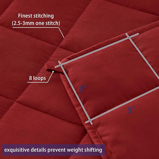 King Size Weighted Blanket for Adults (20 lbs, 80” x 87”, Red) Cooling Heavy Blanket for Sleeping Perfect for 190-210 lbs, Breathable Blanket for Adults & Couple All Season, Machine Washable