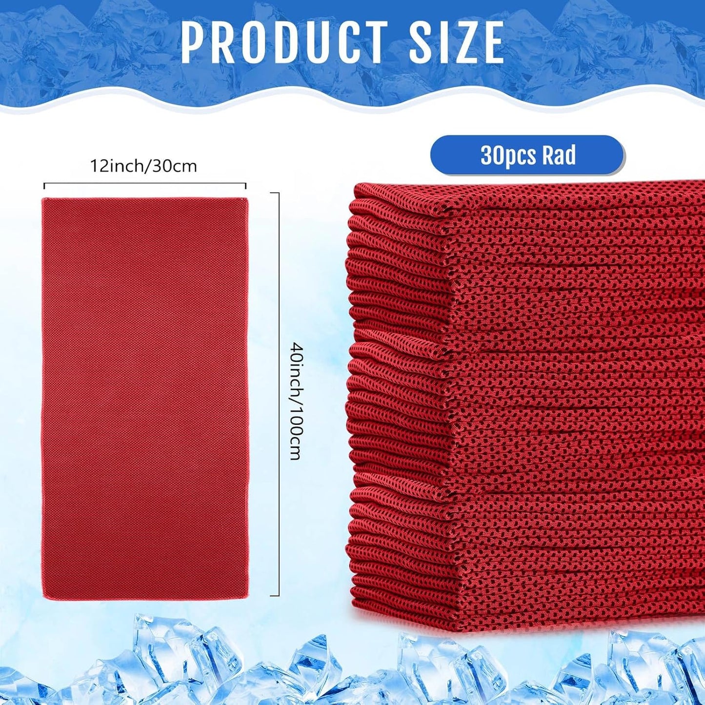 Hosuly 30 Pack Cooling Towels, 40"x12" Ice Breathable Soft Chilly Sweat Rag Microfiber Workout Rags for Gym Cooling Towels for Neck and Face for Yoga Golf Sport Running