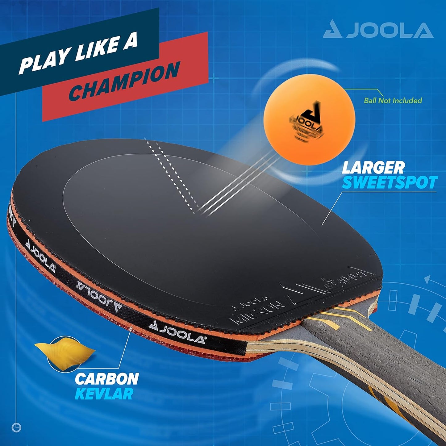 JOOLA Infinity Overdrive - Professional Performance Ping Pong Paddle with Carbon Kevlar Technology - Black Rubber on Both Sides - Competition Table Tennis Racket for Advanced Training - Extreme Speed