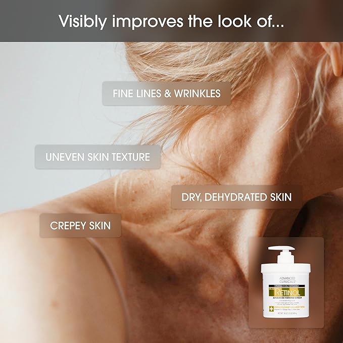 Advanced Clinicals Retinol Body Lotion + Retinol Serum 2PC Skincare Set For Women & Men Helps Diminish Appearance Of Crepey Skin | Face Serum & Body Cream Visibly Improves Look Of Wrinkles & Sagging