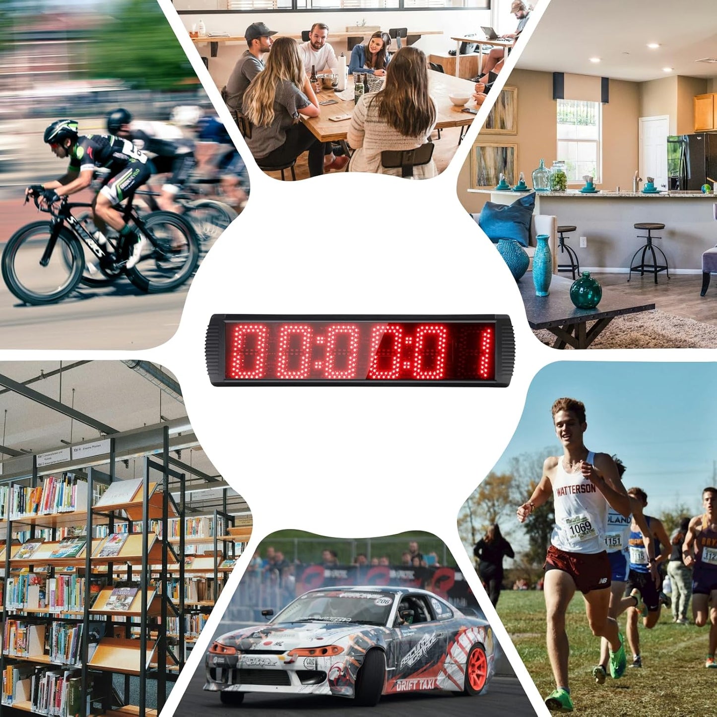 Large LED Display Digital Race Timer with Battery,Function-Countdown/Up/Time Clock, Remote Control, Tripod Stand and Adjustable Brightness for Sports Events, Races, Meetings, Presentations