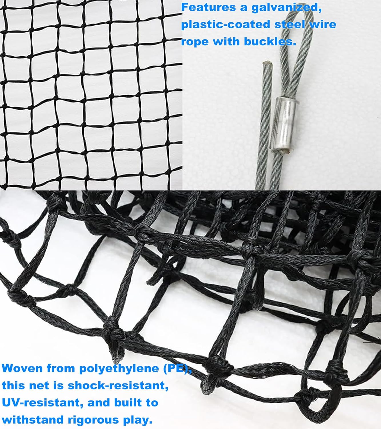 42FT Professional Tennis Net - 12.7m x 1.07m, Heavy-Duty Nylon & PE Construction, UV-Resistant, with Galvanized Steel Rope & Copper Grommets for Indoor/Outdoor Tennis Courts