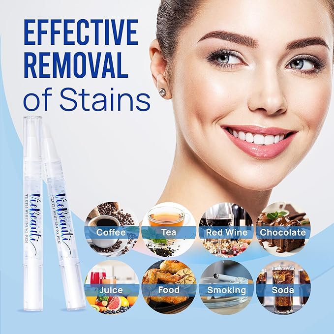 VieBeauti Teeth Whitening Pen (2 Pcs), 20+ Uses, Effective, Painless, No Sensitivity, Travel-Friendly, Easy to Use, Beautiful White Smile, Mint Flavor