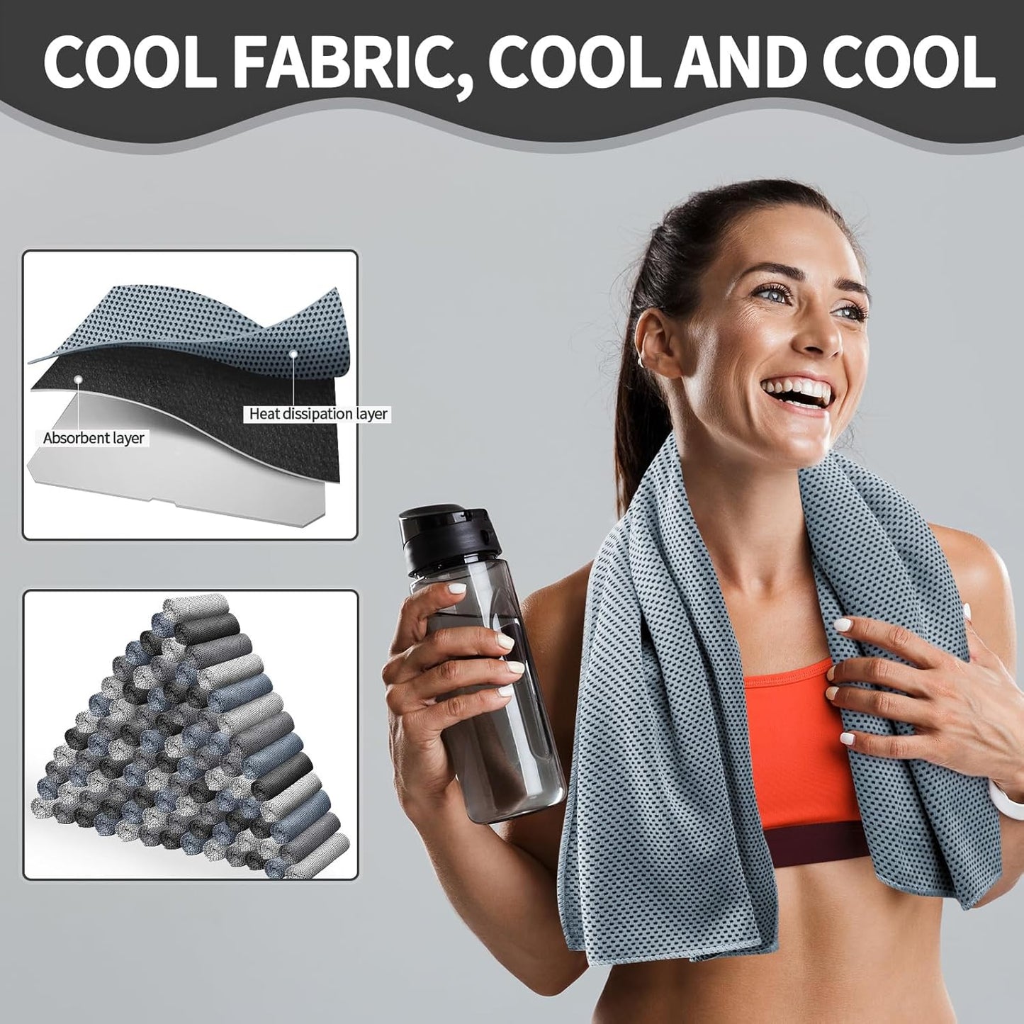 Honoson Cooling Towel Bulk - Neck & Face Cool Chilly Towels Microfiber Breathable Sport Sweat Rag for Gym, Yoga, Travel, Camping, Running, Outdoor