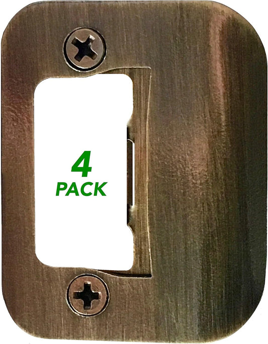 4-Pack Gator Door Latch Restorer - Strike Plate (Antique Brass)