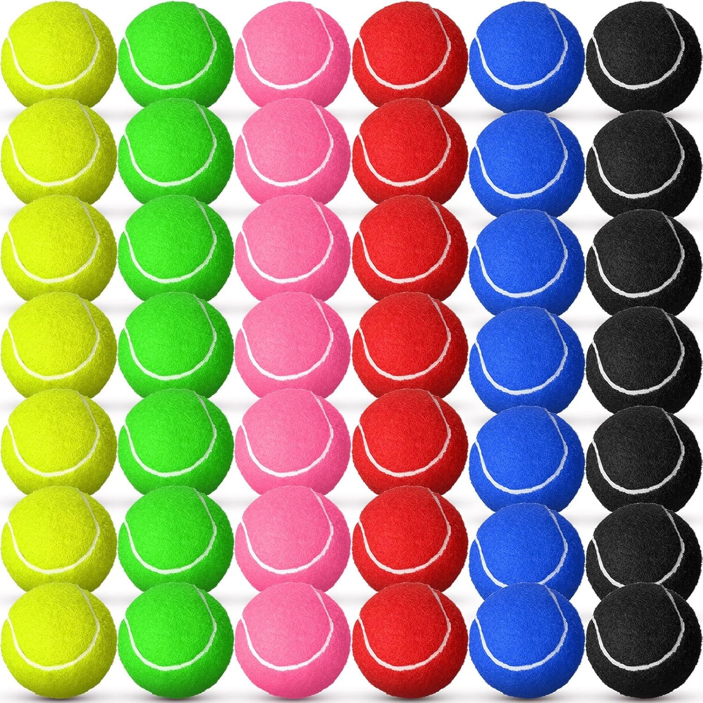 Jenaai 48 Pcs Colored Tennis Balls Bulk 2.5 Inch Standard Pressure, Practice Training Tennis Balls Dogs Playing Supplies for Player Beginner Youth Training Pet, 6 Colors