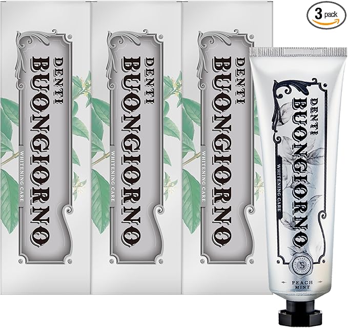 Peach Mint WHITENING Toothpaste (3 Pack) – Natural Fluoride Korean Toothpaste for Teeth Whitening, Plaque Removal, Strengthens Enamel, Paraben & SLS Free (3.52fl oz / 100g)