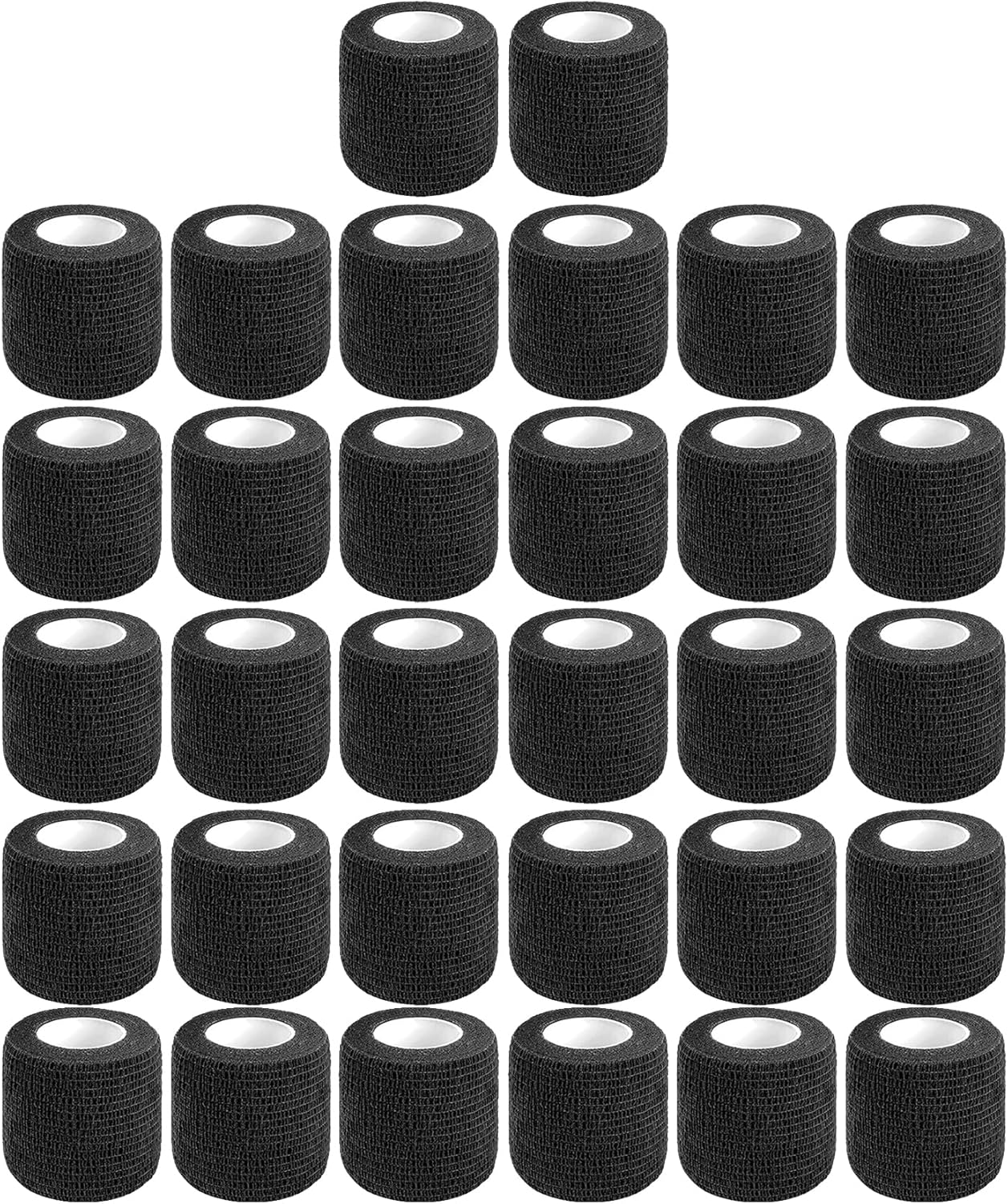 32 Rolls Self Adhesive Bandage Wrap 2 inch Cohesive Bandage Wrap Stretch Bandages Wraps Tape Black Elastic Self-Adherent Tape for Wrist Ankle Sports Swelling Sprains