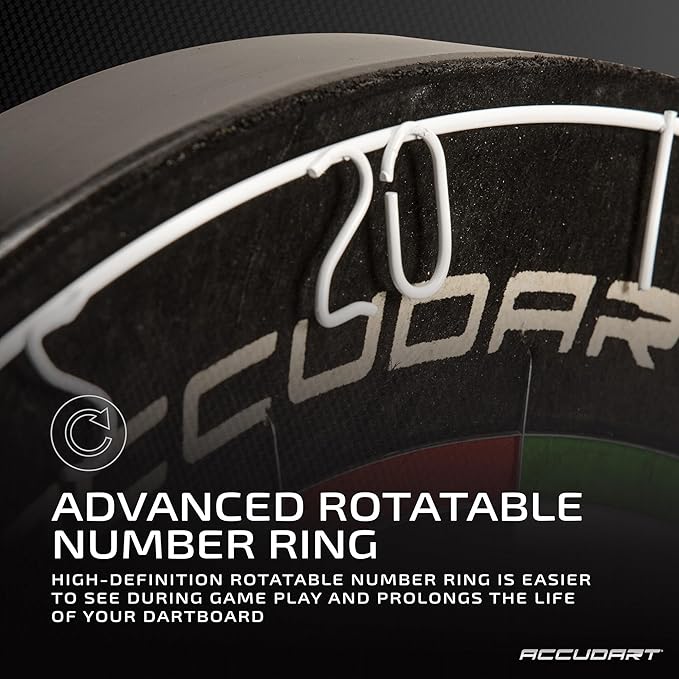 Accudart Edge Bristle Dartboard - Razor Thin Spider Wire Reduces Bounce Outs - Premium Brazilian Sisal - Advanced Metal Number Ring - Increased Playing Area - Super Thin Bullseye