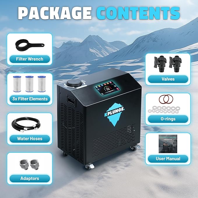 All-In-One Cold Plunge Chiller for Ice Bath | Gale Series 1 HP Water Chiller and Heater with WiFi, App and Touch Control, Ozone, Water Filter, Chiller for Indoor/Outdoor Use - Black