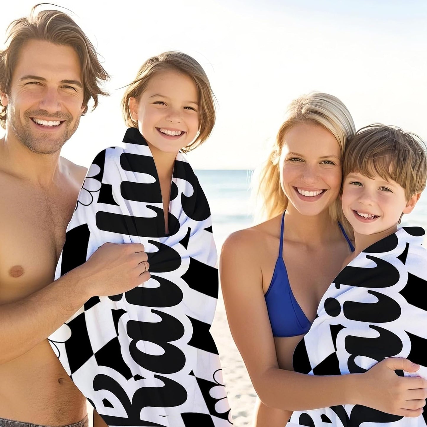 JML Personalized Beach Towel with Name, Custom Flower Beach Towel, Customized Microfiber Pool Towel, Quick Dry & Absorbent Swim Towel for Adult,Mother's Day, Birthday, Summer Holiday,Vacation