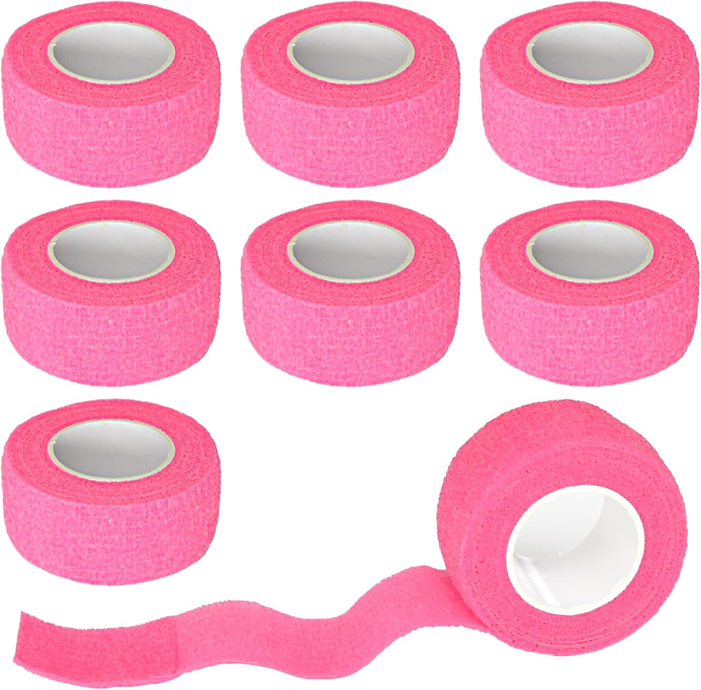 8 Pack 1 x 5 Yards Cohesive Wrap Self Adhesive Bandage Elastic Self Adherent Vet Tape for Athletic, Wrist, Ankle, Knees, Pets (Pink)