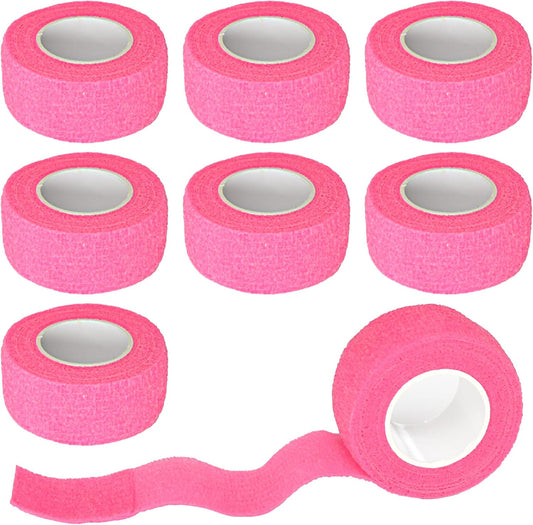 8 Pack 1 x 5 Yards Cohesive Wrap Self Adhesive Bandage Elastic Self Adherent Vet Tape for Athletic, Wrist, Ankle, Knees, Pets (Pink)
