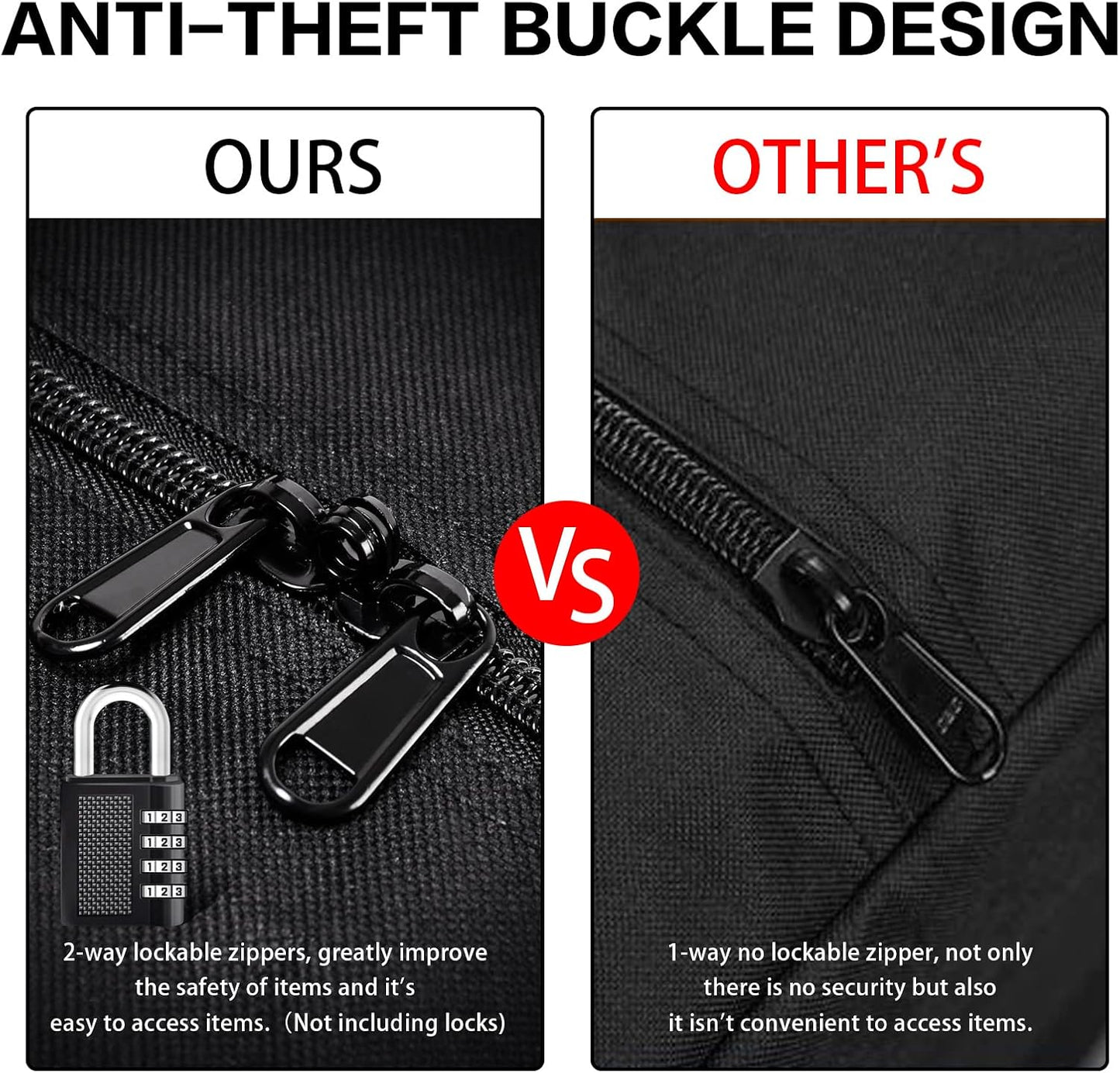 46 Inch Travel Duffle Bag Extra Large Sport Equipment Duffel Bags with 2-way Lockable Zippers(Black 46inch 2Pack)