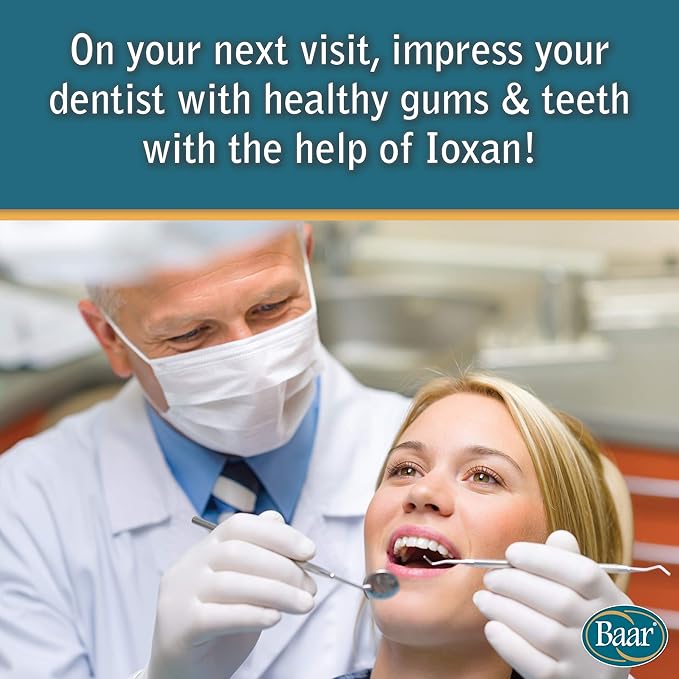 Baar Products - Ioxan Herbal Gum Massage - Oral Hygiene, Dental Health - Mouthwash, Liquid Toothpaste - Sodium Chloride, Calcium Chloride, Peppermint Oil - Relief, Circulation, Stimulation - 4 oz